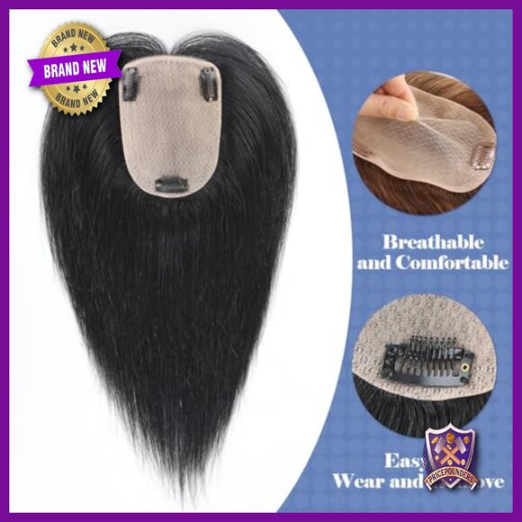 Human Hair Topper with Bangs 12 Inch 3.5x5.5 Inch Base for Thinning Hair main image 4